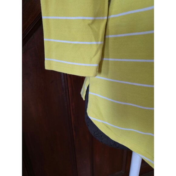 Talbots XS Yellow & Blue Striped 3/4 Sleeve Top - Picture 2 of 7